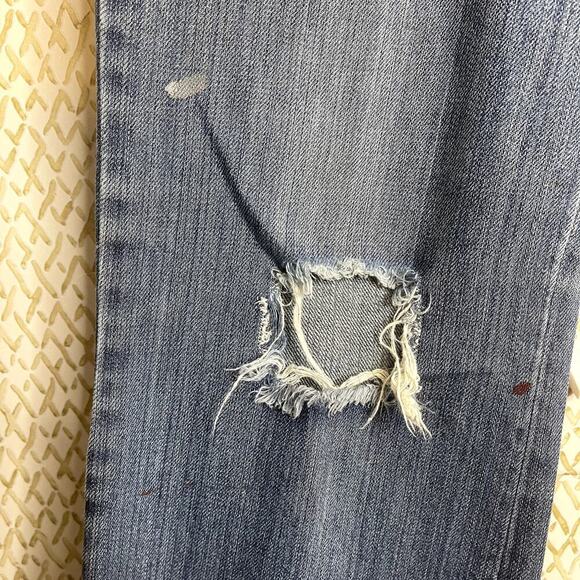 American Eagle Hipster Fit Skinny Flare Embroidered Ripped Blue Denim Size 8 - Picture 5 of 12